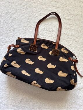 Dooney and Bourke Canvas Bag with Signature Duck Print and Leather Handles
